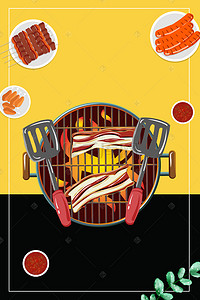 欧式广告背景图片_欧式烧烤BBQ海报广告展板矢量背景素材