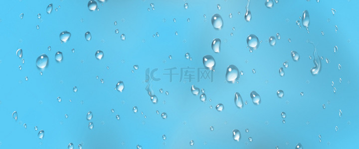 炫彩雨滴背景图片_蓝色水珠气泡痕迹背景矢量素材