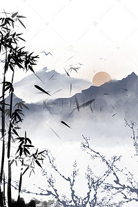 符咒画法背景图片_传统水墨竹林山水背景