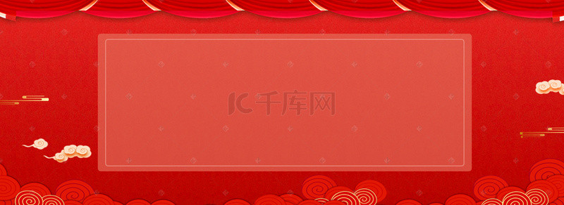 红色梅花图背景图片_中国风屋檐梅花祥云图案电商海报背景图