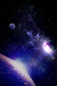 梦幻月球背景图片_创意梦幻星空月球合成背景