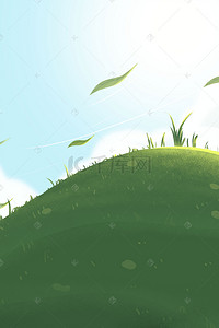 生态蓝天白云背景图片_绿色的从草地免抠图