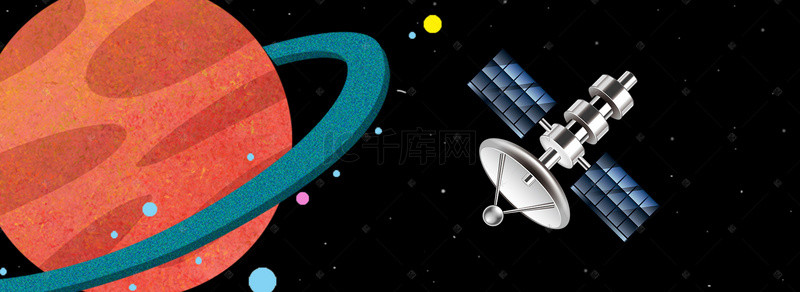 人造卫星背景图片_黄色科幻宇宙行星太空卫星星球背景素材