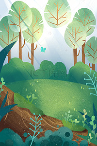 卡通大图背景图片_卡通绿色大森林免抠图