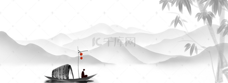 仙鹤banner背景图片_复古清新中国风山水背景