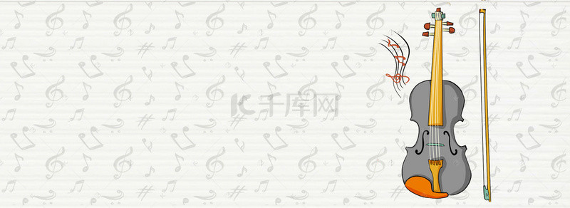 吉他手绘白色banner