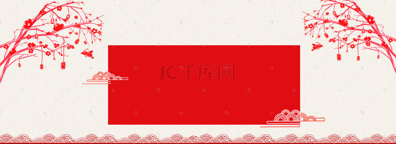 红色牡丹花底纹背景图片_红色简约复古banner