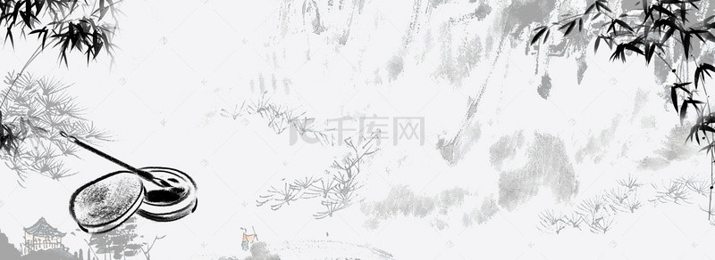 泼墨画背景图片_中国风传统艺术水墨画banner海报