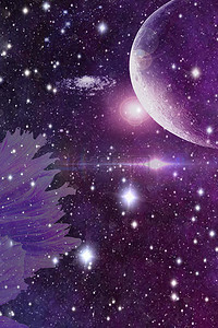 星星紫色月亮背景图片_七夕佳节节日广告背景