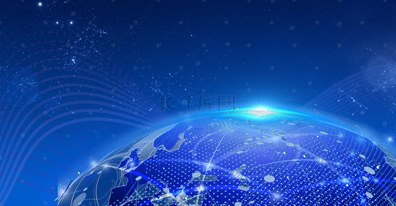 蓝色科技线条地球背景图片_蓝色科技商务大气背景