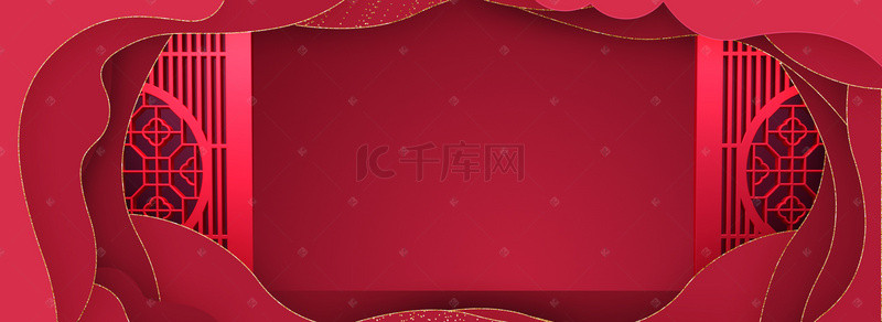 高端中式背景背景图片_新中式红色新年金边质感背景