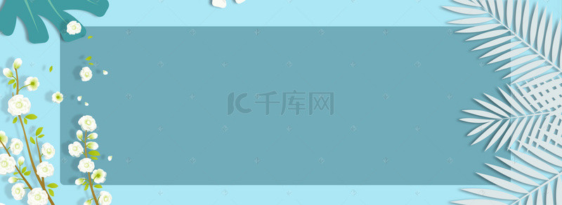 春夏活动背景图片_春天小清新蓝色电商海报背景