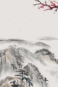 游船素材背景图片_中国风山水背景素材