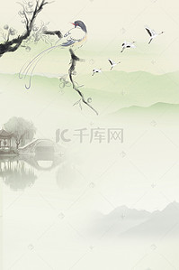 踏青传统背景图片_中国传统二十四节气祭祀扫墓踏青海报