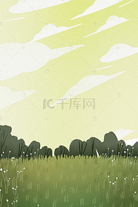 卡通天空草地背景背景图片_清新文艺卡通草地背景