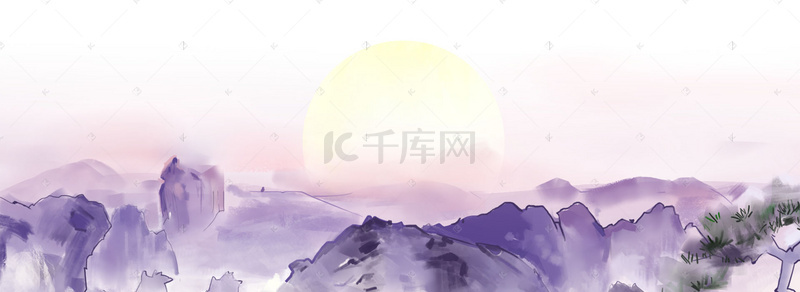 敬老banner背景图片_重阳登高大气中国风山水banner