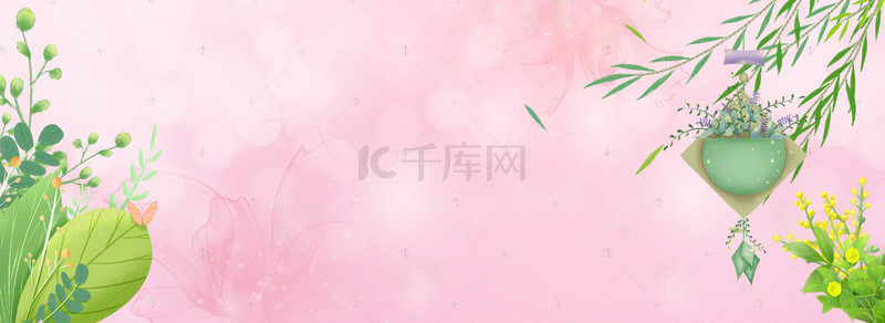 春季上新矢量粉色海报banner背景