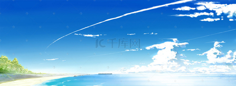 蓝天沙滩海边背景图片_蓝天白云海边背景
