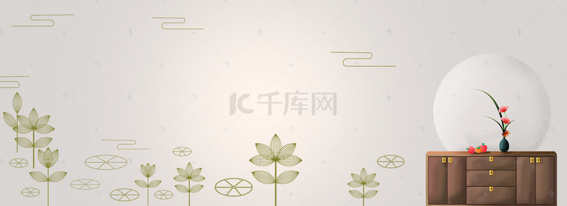 简洁禅意banner海报背景