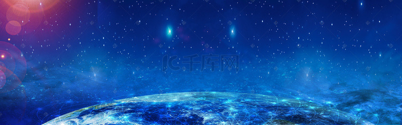企业科技感背景背景图片_蓝色星球超未来时空banner