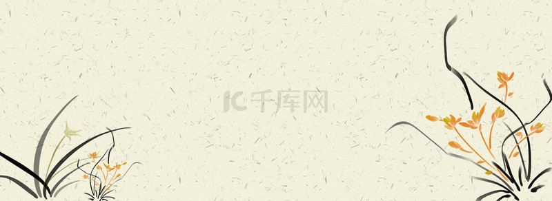 手绘动物背景图片_水墨中国风花卉动物banner