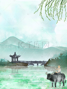 宣传海报绿色背景图片_清明节初春宣传海报背景
