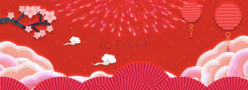 谢师宴升学宴背景图片_红色满天烟火谢师宴庆祝立体banner