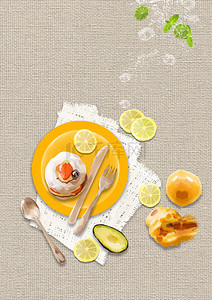 鸡蛋蛋糕背景图片_美味早餐插画海报背景
