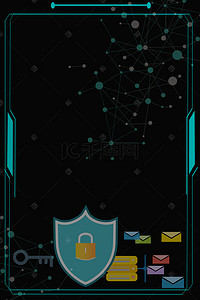 安全互联网背景图片_黑色几何网络安全PSD分层H5