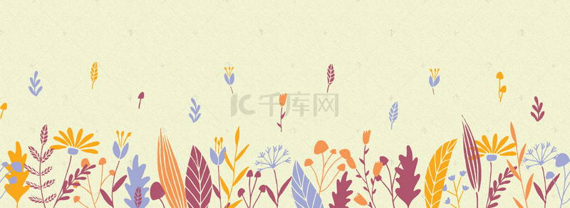复古花卉手绘背景图片_米色纹理文艺复古花卉背景横图
