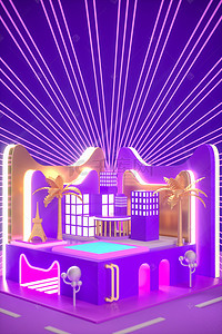 紫色双展台背景图片_C4D立体简约电商促销活动通用背景