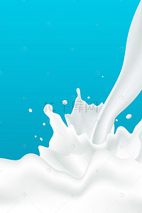 简约背景早餐背景图片_蓝色简约扁平化牛奶食品广告背景
