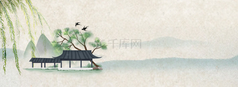 简约中国风旅游建筑banner