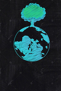 保护地球创意背景图片_黑色创意粉笔画世界清洁地球日公益宣传