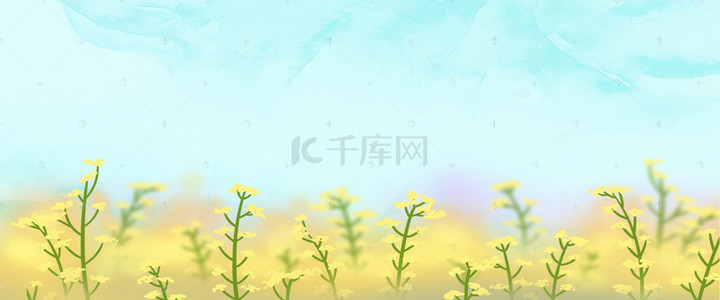 渐变背景春天背景图片_桃花节文艺小清新简约蓝banner