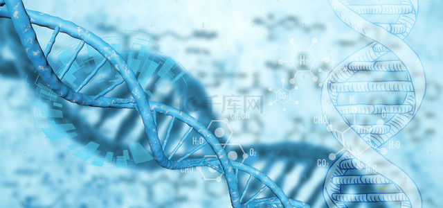 dna蓝色背景图片_清新蓝色渐变DNA结构海报背景