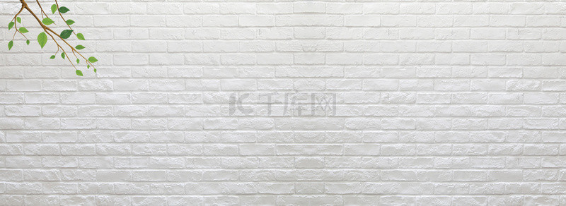 清新白色砖面海报banner背景