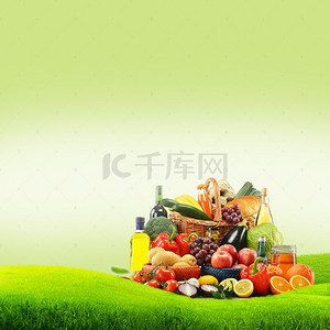绿色食品电商背景图片_简约绿色食品健康PSD分层主图背景素材