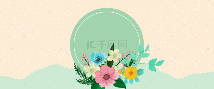 清新花卉春季背景图片_春季新品小清新花卉撞色背景
