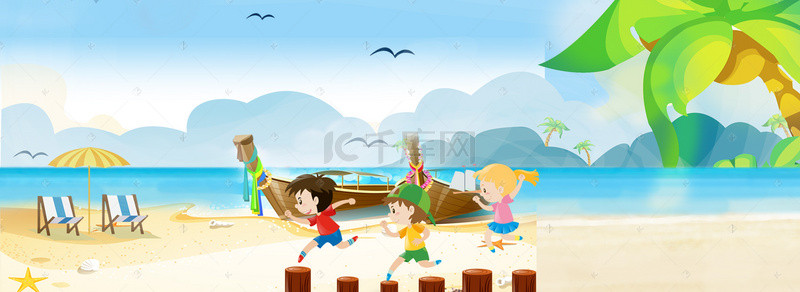 夏令营微信首图背景图片_暑期儿童夏令营活动背景