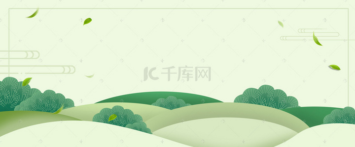 广告banner背景图片_中国风卡通山脉广告banner