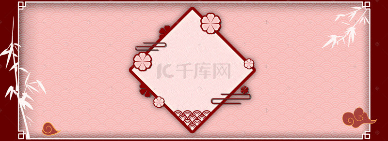 中式创意春节背景图片_简约中式边框创意背景合成