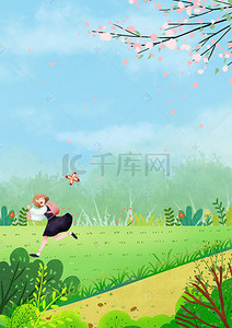 春季活动海报背景背景图片_桃花林盛开背景素材