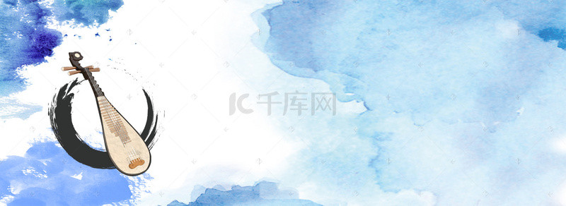 乐器中国背景图片_中国风琵琶文艺中式蓝色banner