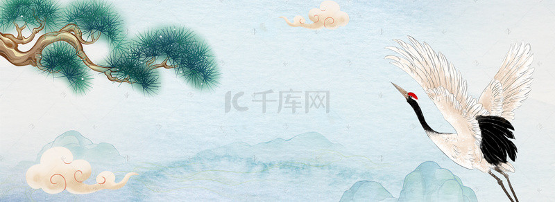 重阳节仙鹤海报背景图片_中国风重阳节淘宝海报背景图PSD