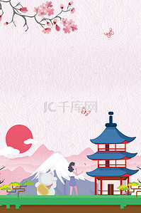 旅游路线打卡背景图片_日本旅游日本樱花背景模板
