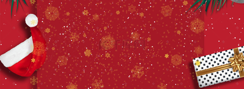 双旦雪地背景图片_圣诞节卡通红色banner