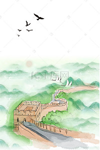 北京地标背景图片_文艺清新中国风长城