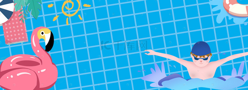 溺水卡通背景图片_夏季夏天预防溺水蓝色卡通海报背景