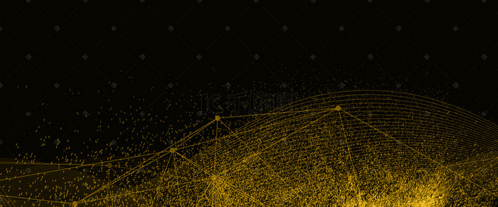 金色大气粒子背景图片_大气科技感线条粒子商务黑色背景